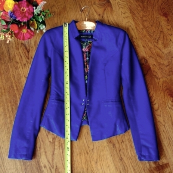 Vegan Leather Tailored Jacket Blue XS - Picture 2 of 8